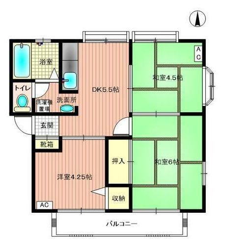 サンライズ太田(3DK/1階)の間取り写真