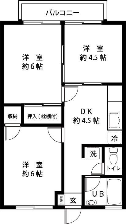 コーポ石塚II(3DK/1階)の間取り写真