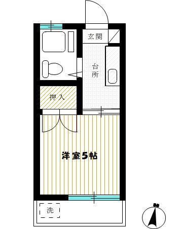 アバンセ経堂(1K/1階)の間取り写真