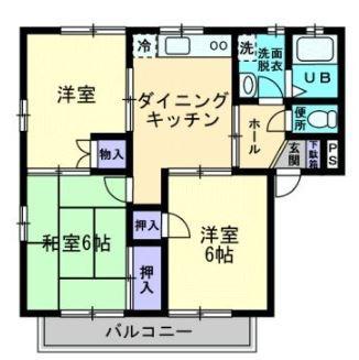 メゾニティーブラッサムC(3DK/2階)の間取り写真