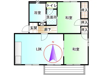 グリーンアートK(2LDK/1階)の間取り写真