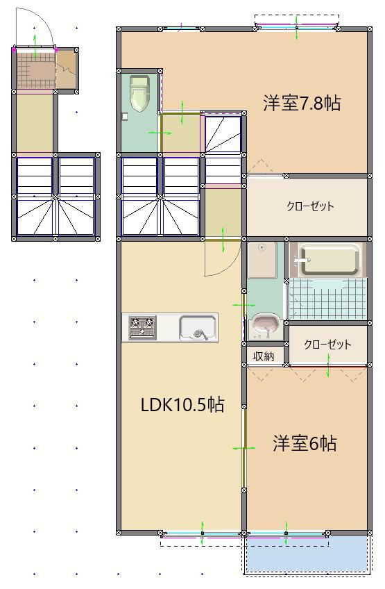 サニースクエア(2LDK/2階)の間取り写真