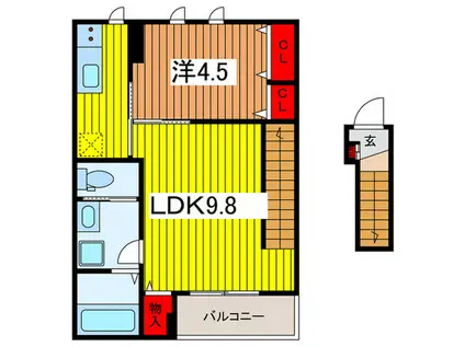 アトラスカーロ文蔵(1LDK/2階)の間取り写真