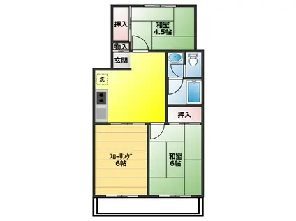 第10ユーセーハイツ大宮公園(3DK/3階)の間取り写真