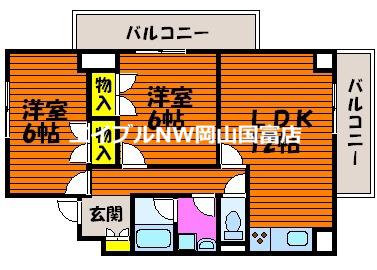 アリベ国富II(2LDK/5階)の間取り写真