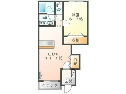 イヨンブンナー(1LDK/1階)の間取り写真