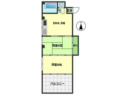 KMビル(2DK/4階)の間取り写真
