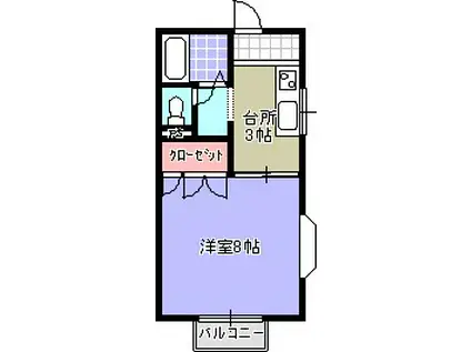 カピトール仙北(1K/1階)の間取り写真
