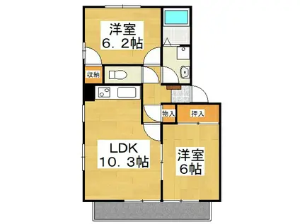 フォブールはまなすI・II・III(2LDK/2階)の間取り写真