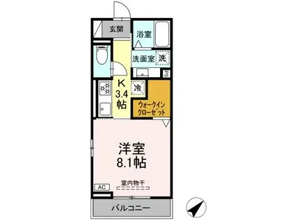 AXIS(1K/2階)の間取り写真