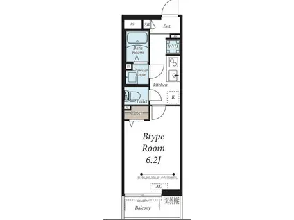 ヴィラ東中神(1K/4階)の間取り写真