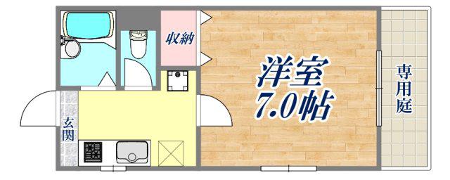 サマックスボヌールA棟(1K/1階)の間取り写真