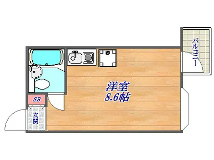 サンヴィラ六甲道パートⅡ(1K/3階)の間取り写真