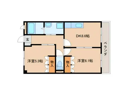 パインハート(2DK/2階)の間取り写真