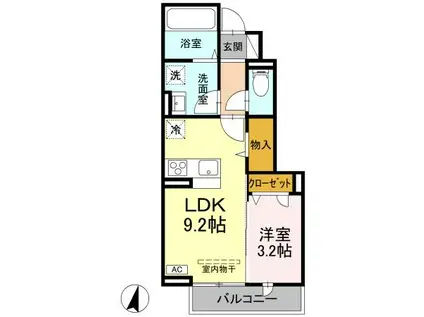 コンフォート E棟(1LDK/1階)の間取り写真