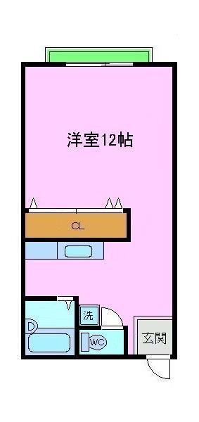クローバーハウス(ワンルーム/2階)の間取り写真