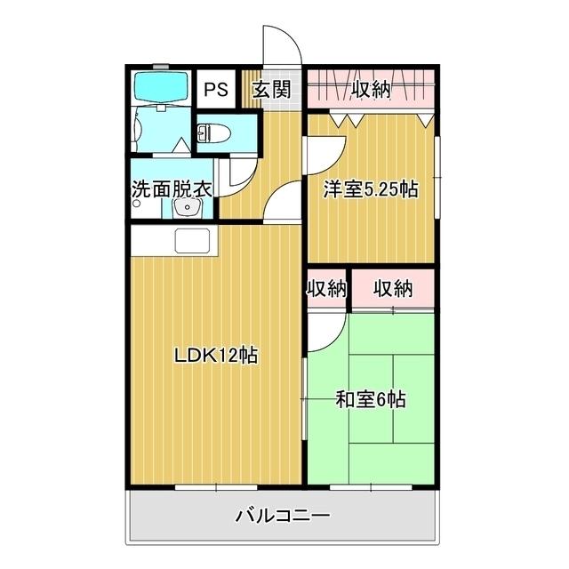 サウスレイク(2LDK/1階)の間取り写真