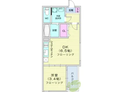 GREEN ACE 2(1DK/1階)の間取り写真