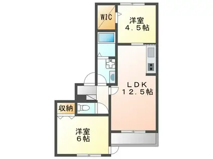 オーラノールド(2LDK/1階)の間取り写真