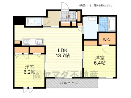 PALAZZO GLORIOSA(2LDK/2階)の間取り写真