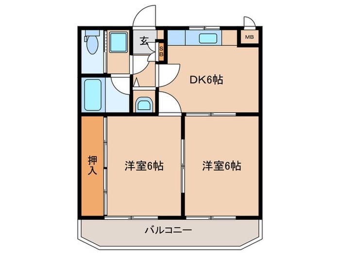 ハイム華(2DK/1階)の間取り写真