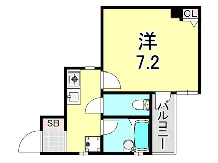ヴィラKOBE(1K/4階)の間取り写真