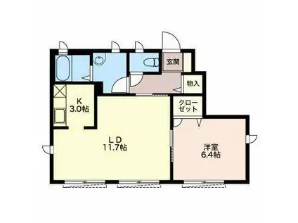 リバーハーフハイツIII B棟(1LDK/1階)の間取り写真