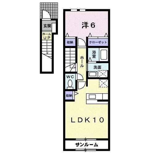 ヒルズキザキC(1LDK/2階)の間取り写真