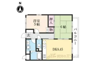 メゾンやくし(2DK/2階)の間取り写真