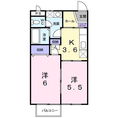 ラフォーレ大治田2(2K/2階)の間取り写真