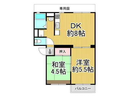 メゾン・ド・ボネール2(2DK/1階)の間取り写真