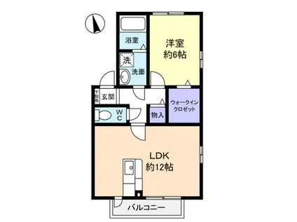 ベルフラットC(1LDK/2階)の間取り写真