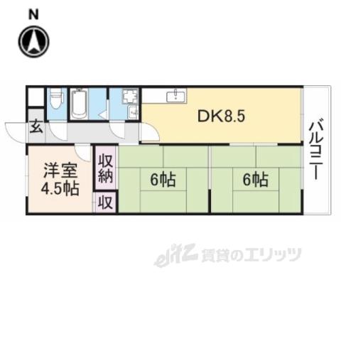 パストラル横小路(3DK/3階)の間取り写真
