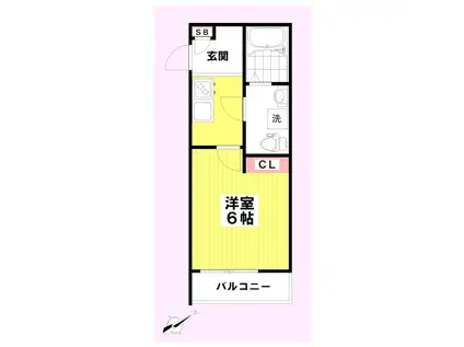 アクシア坂戸(1K/1階)の間取り写真