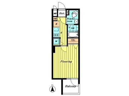 アプレシティ浮間舟渡(1K/2階)の間取り写真