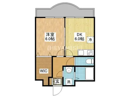 カルディア尾上(1K/4階)の間取り写真