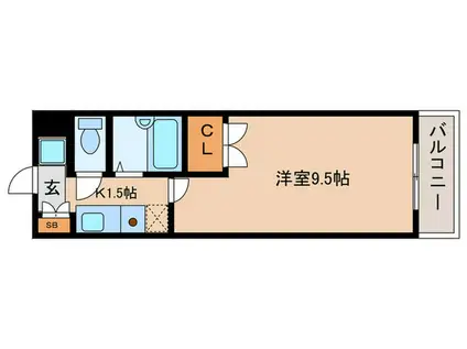 プラティアSETA(1K/3階)の間取り写真