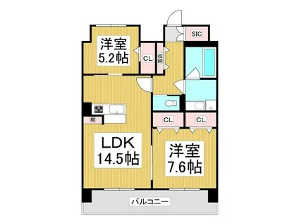 コンフォーティア広丘吉田III A棟(2LDK/10階)の間取り写真