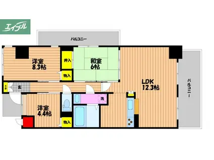 フィオーレ(3LDK/7階)の間取り写真