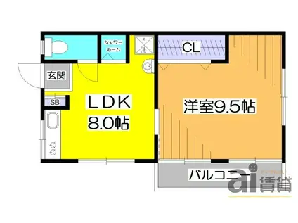 エステート一橋1(1LDK/2階)の間取り写真