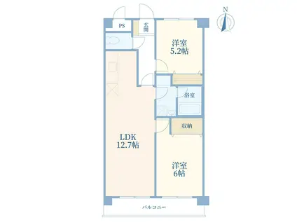 ガーデンハイツ六本木(2LDK/2階)の間取り写真