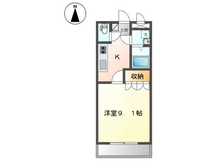 スズカヒルズA棟(1K/2階)の間取り写真