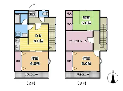 LIVE-TEN(3SLDK/2階)の間取り写真
