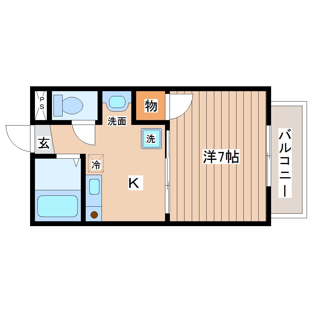 フォレストヴィラI(1K/2階)の間取り写真