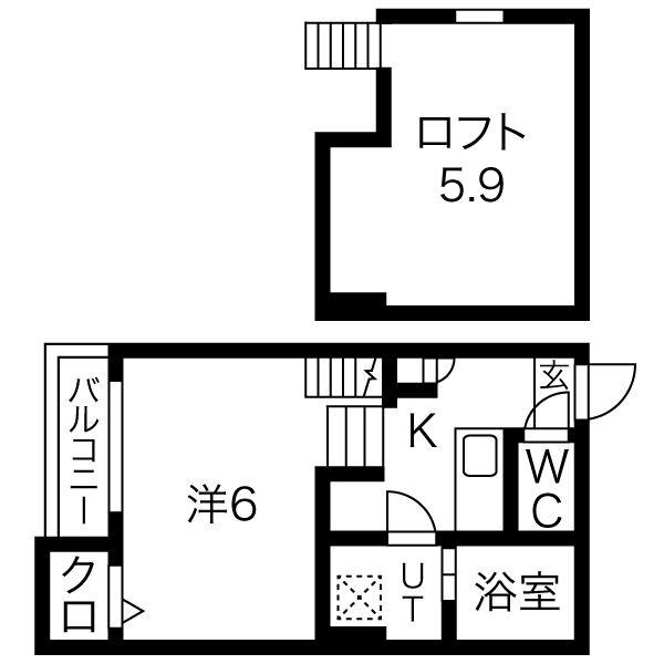 COLORS(1K/2階)の間取り写真