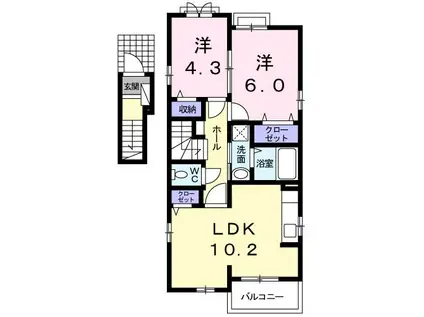 ホワイト リリィ(2LDK/2階)の間取り写真