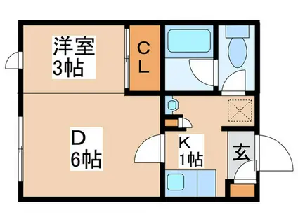 セトル南10条(1DK/2階)の間取り写真