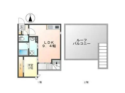 GRANDTIC 浅間町(1LDK/2階)の間取り写真