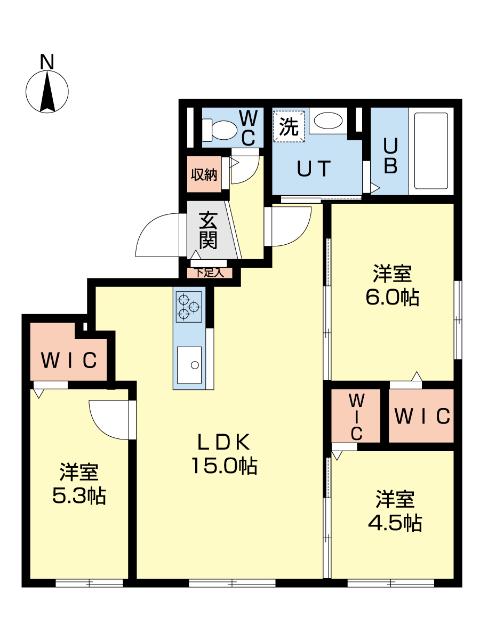 ガルボ北広島(3LDK/3階)の間取り写真