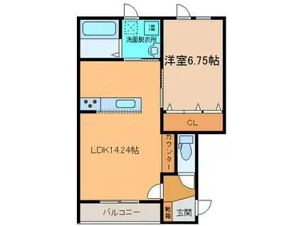 スピカI(1LDK/1階)の間取り写真